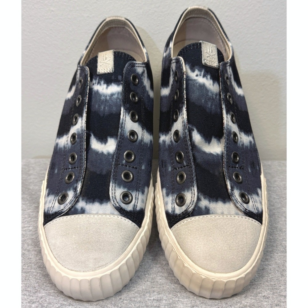 JOHN VARVATOS Bootleg Tie Dye Canvas Sneakers Mens 11.5 Blue Vulcanized Slip On